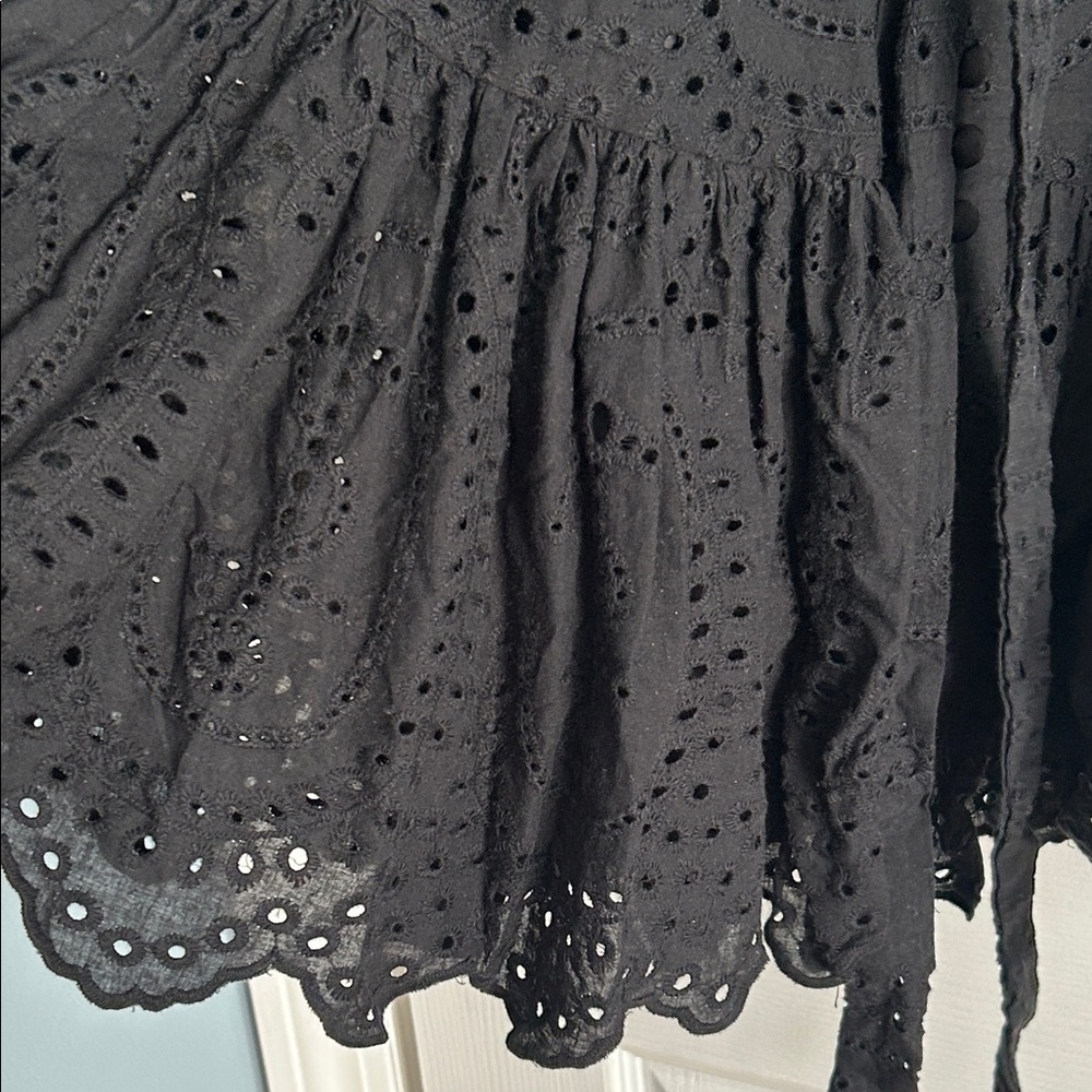 Elegant Black Eyelet Dress with Ruffles - Picture 7 of 10